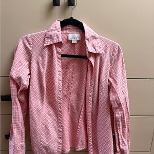 LOFT Pink Plaid Button-Up Shirt